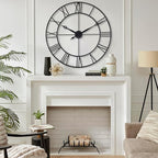 CLXEAST 30 Inch Large Wall Clock Modern, Oversized Roman Numeral Decorative Black Metal Wall Clock for Living Room Decor,House Warming Gifts New Home