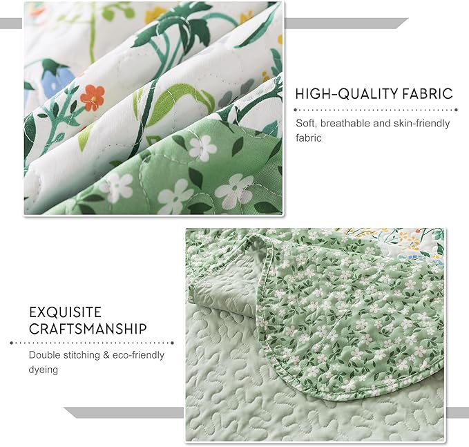 Travan 3-Piece Floral Quilt Super King Quilt Bedding Set, Ultra Soft & Fade Resistant Super King Size Quilt Set for All Season, Exquisite, 120 * 120 Inch