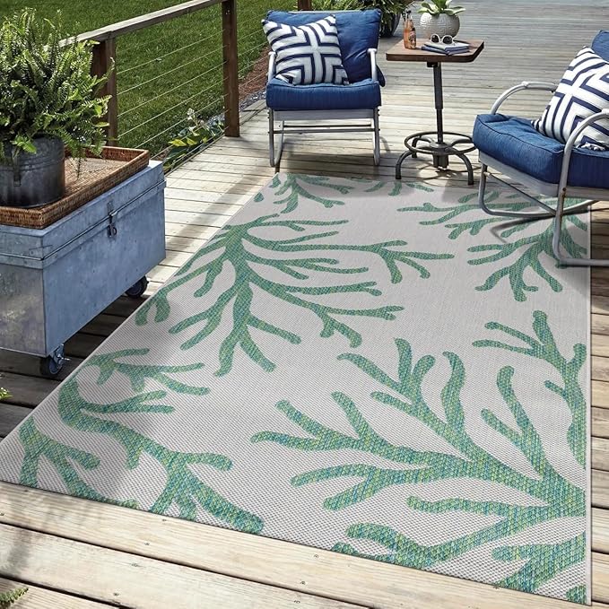 Keen Home Design Terrace Outdoor Area Rug - 9x12 Washable Indoor/Outdoor Rug for Patio, Kitchen, Balcony, Beach, Garden, Deck and Porch, Size: 8'10"x12'