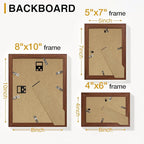 Vittanly 15 Pack Picture Frames Collage Wall Decor, Multi Sizes Including 3pcs 8x10, 6pcs 5x7 and 6pcs 4x6 Photo Frames, Gallery Frame Set for Wall or Tabletop Display, Walnut Brown