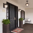 SUNNYPARK 2 Pack Tall Planters for Outdoor Plants Rattan Modern Tall Square Planter Box with Removable Liners Indoor Outdoor Porch Patio Flower Pot (12’’ x 12’’ x 24’’)