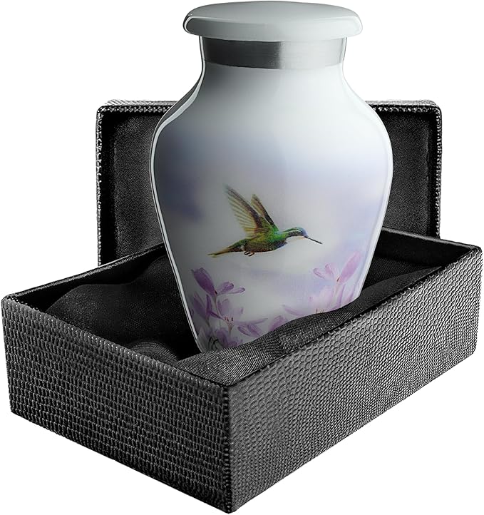 Olivia Memorials Hummingbird Urn for Ashes Women Men | White Hummingbird Urn for Female Male Carefully Handcrafted Funeral Decorative White Urn for Mom Mother Baby Adult Pet Dog