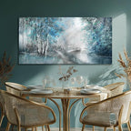 SOUGUAN Landscape Art Posters Blue Pictures Wall Decor Grey Forest Wall Prints Botanical Artwork for Dining Room Bedroom 20"x 40" Contemporary Wall Art