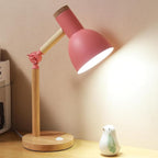 Table Lamp,Wooden Adjustable Tri-Color Desk & Bedside Lamp for Office, Living Room, Bedroom & Kids Room (Pink)