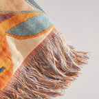 Boho Throw Blanket for Couch Sofa Bed, 100% Cotton Woven Quilt with Tassel 80”x90”, Super Soft Muslin Blanket with Floral Printed, Decorative Reversible Bed Blanket/Cover for All Seasons