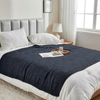 CozeCube Check Knit Throw Blanket, Midnight Navy Checkered Throw for Couch, Decorative Christmas Soft Cozy Warm Knitted Blanket for Bed Sofa Living Room, 50"X60"