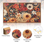 Aurlan Boho Burnt Orange Terracotta Wildflowers Framed Wall Art(40"x20"), Abstract Floral 3D Textured Canvas Artwork, Large Modern Vintage Botanical Nature Art Wall Decor for Home Office Living Room Bedroom
