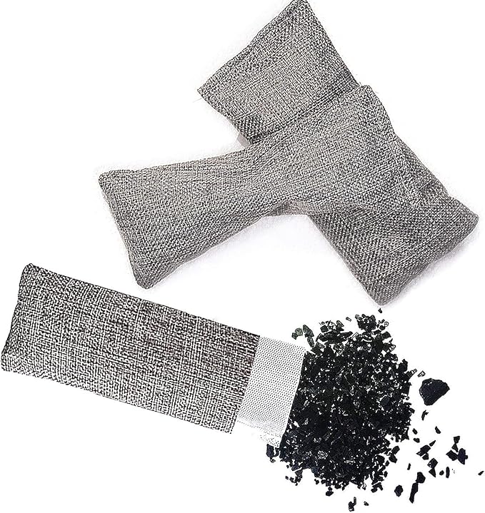 12 Packs Natural Air Purifying Bag, Shoe Deodorizer and Odor Eliminator, 100% Natural Activated Bamboo Charcoal Non-Toxic, (75g Each Pack)