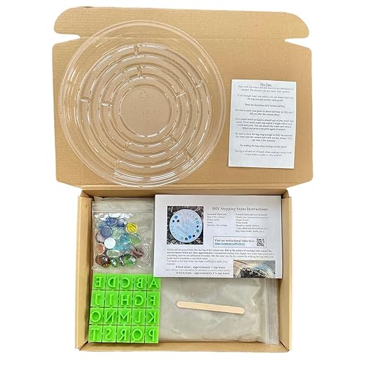 Large DIY Stepping Stone Kit, Handprint Stepping Stone, Mother's Day Gift, Footprint Stepping Stone (12 Inch + Stamp Set)