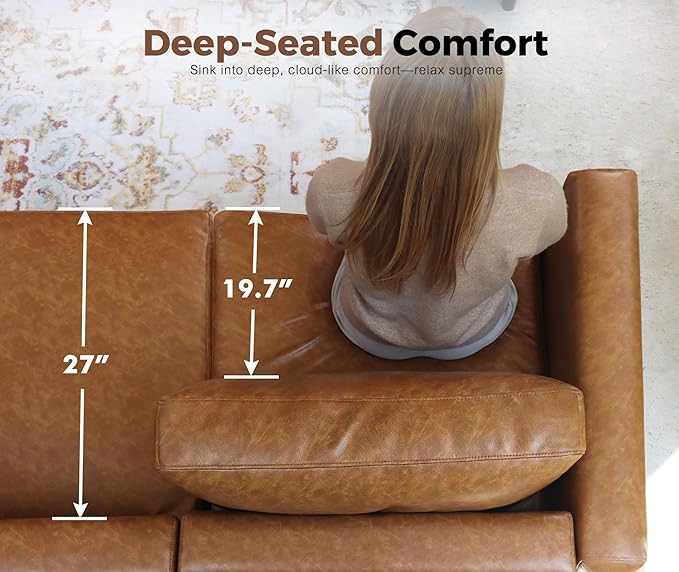 118.5" Faux Leather Modular Sectional Sofa, 7 Seater U Shaped Couch with Storage Seat with Reversible Chaise Deep Seat for Living Room Brown
