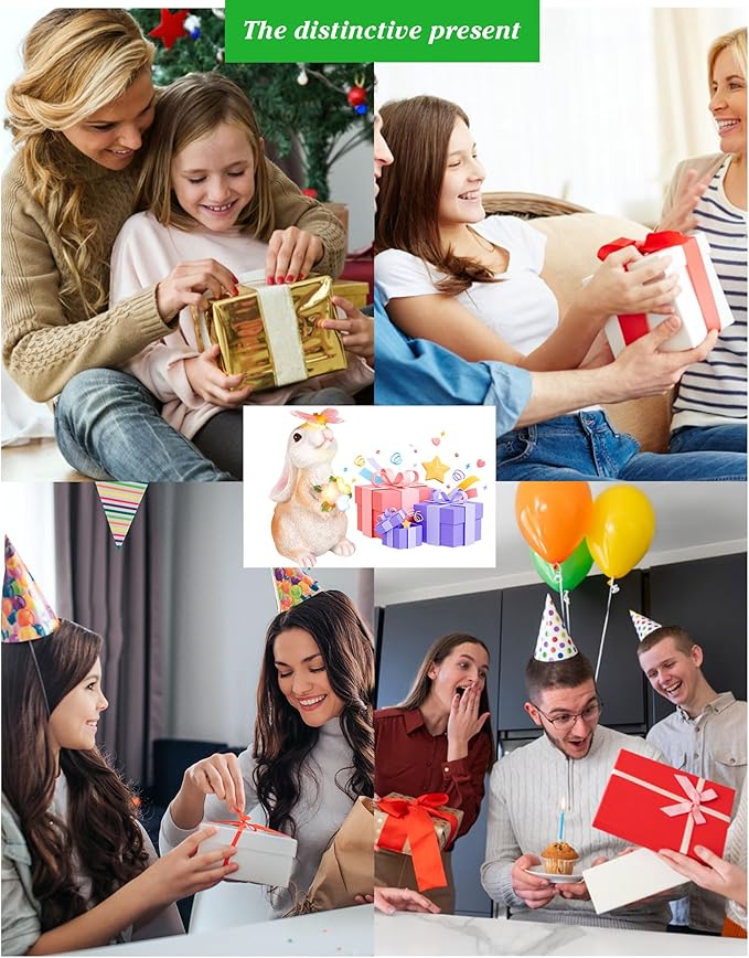 Vermeyen Solar Garden Statues Outdoor Decor-Yard Decorations for Patio,Balcony,Backyard,Lawn Ornaments-Easter Bunny Figurines with LED Light-Unique Birthday Gardening Gifts for Women,Mom,Grandma