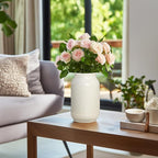 White Ceramic Vase for Flowers, 9 Inch Modern Decorative Vase for Home Decor, Centerpieces, Table, Living Room, Bathroom, Kitchen, Jarrones Decorativos para Sala