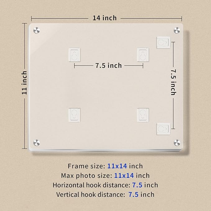 11X14 Acrylic Floating Picture Frame for Wall Mount, Clear Magnetic Photo Frame for Kids Artwork,Certificates Documents Frames for Family,Office,Wedding