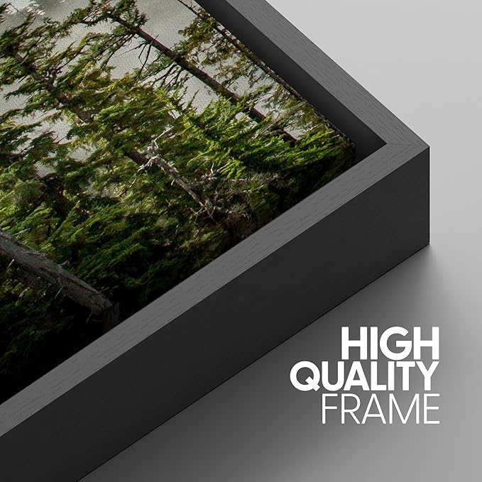 SIGNWIN 3 Piece Framed Canvas Wall Art Foggy Mountains Canvas Prints Home Artwork Decoration for Living Room,Bedroom - 24"x36"x3 Black