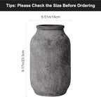 Rustic Ceramic Flower Vase, 9 inch Terracotta Farmhouse Pottery Vase for Home Decor, Farmhouse Decor, Living Room, Shelf, Office, Table Decoration