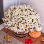 Artificial Flowers for Outdoors Fall Decoration, 4 Bundles Fake Bougainvillea Flower Plants UV Resistant Faux Fall Flowers for Planters Outside Patio Porch Window Garden Home Decor, Fall White
