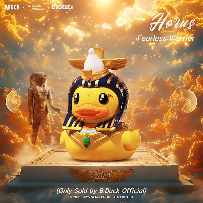 B.Duck x British Museum Blind Box, Egyptian God Collectible Duck Figurines Series,Home Decorations, Holiday Birthday Gifts (B.Duck x Bastet Series, Single Box)