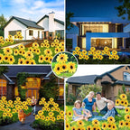Outdoor Solar Garden Stake Lights,Upgraded LED Solar Powered Light with 3 Sunflower, Waterproof Solar Decorative Lights for Garden, Patio, Backyard (2 Pack 8 Flower)