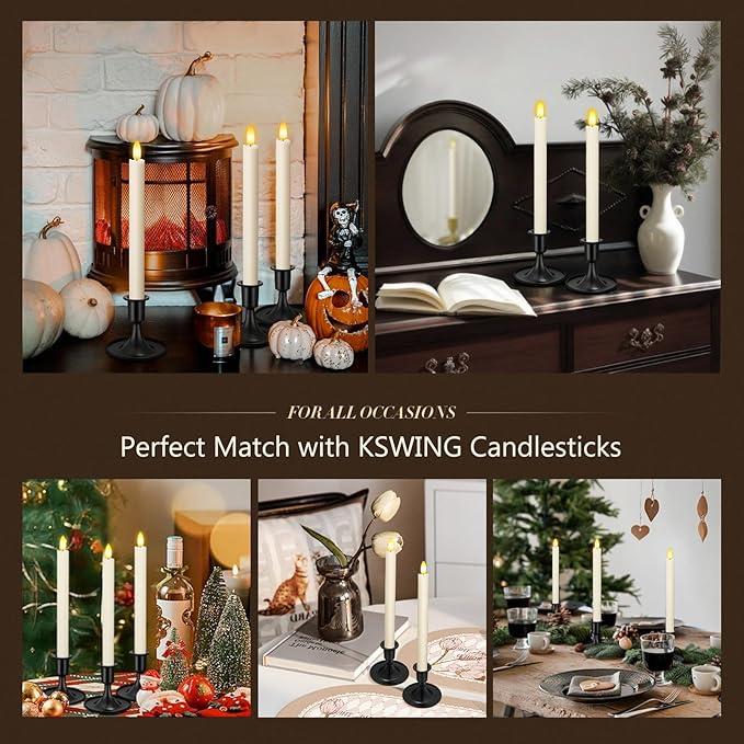 Candlestick Holders 6 PCS Short Metal Taper Candle Holders, KSWING Black Candle Stick Holders Set, Perfect for Table Centerpiece Mantel Party Wedding Christmas Home Decor, Set of 6