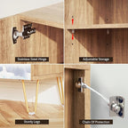 SIGNWIN Sideboard Buffet Cabinet, Kitchen Storage Cabinet with 2 Doors, Pastel Blue Mountain Range, Cupboard Console Table for Dining Room - 35" L x 18" W x 29" H