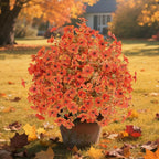 Set of 2 Artificial Fall Topiary Ball Flowers for Outdoor Decoration with Spike 20", UV Resistant Fake Autumn Floral Shrubs, Realistic Faux Bushes Plants for Garden,Yard,Porch and Patio Decor