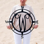 Metal Compass Letter Monogram | Wall Monogram Sign | Nautical Decor | Rustic Compass letter Decor | Wedding Gift, Steel Compass