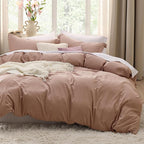 Bedsure Mocha Mousse Duvet Cover Full Size - 3 Pieces Prewashed Extra Soft Cotton-Like Bedding Set, Includes 1 Duvet Cover 80x90 Inches with Zipper Closure & 2 Pillow Shams, Comforter Not Included