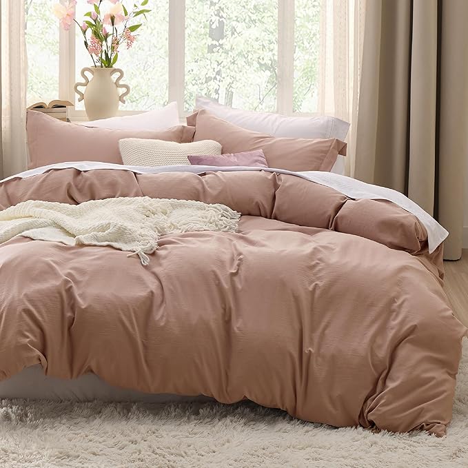 Bedsure Mocha Mousse Duvet Cover King Size - 3 Pieces Prewashed Cotton-Like Extra Soft Bedding Set, Includes 1 Duvet Cover 104x90 Inches with Zipper Closure & 2 Pillow Shams, Comforter Not Included