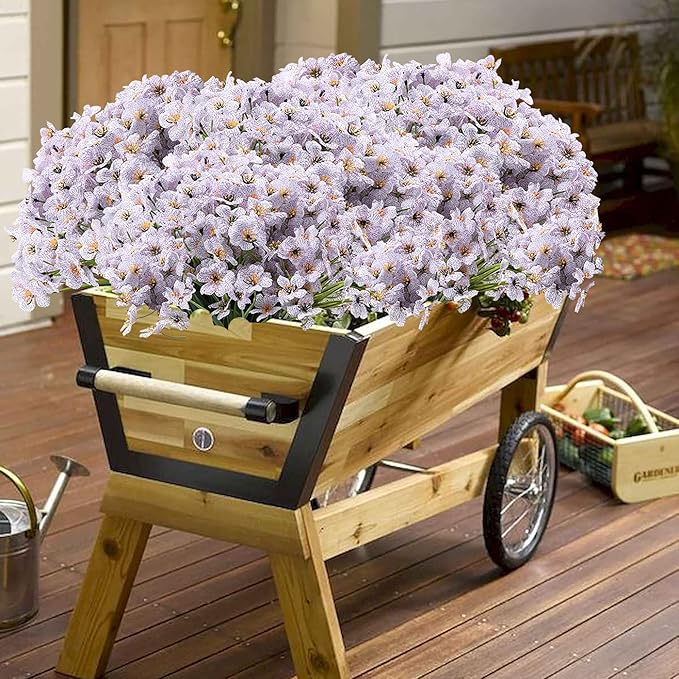 20 Bundles Artificial Flowers for Outdoors, UV Resistant Fake Flowers with Plastic Plants, Faux Silk Flowers for Planter outdoors, Fake Realistic Flowers for Window Box Front Porch Patio Decor-White