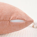 CaliTime Throw Pillow Covers Decorative 16 X 26 Inches Pack of 2 Cozy Chenille Cushion Cases for Couch Sofa Bed Living Room Home Dusty Pink