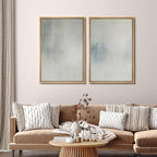 SIGNFORD Framed Canvas Print Wall Art Set Soft Gray and Blue Abstract Neutral Illustration Modern Art Decorative Nordic Nature for Living Room, Bedroom, Office - 16"x24"x2 Natural