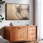 Elephant Stock Worn Soccer Ball Wall Art - Horizontal Framed Canvas - 1-Piece Living Room Wall Decor - Photography sports Canvas Print - Brown and Gray Decor for Wall - 43" X 29"