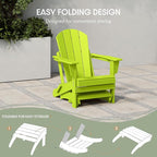WestinTrends Outdoor Ottoman, Patio Adirondack Ottoman Foot Rest, All Weather Poly Lumber Folding Foot Stool for Adirondack Chair, Widely Used for Outside Porch Pool Lawn Backyard, Lime
