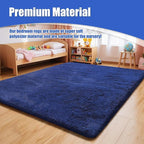 Shag Area Rug for Bedroom 4x6,Blue Fluffy Area Rugs for Living Room,Soft Fuzzy Rug Non-Shedding Indoor Plush Carpet for Kids Bedroom Nursery Dorm Home Decor