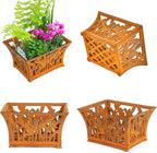 Sungmor Heavy Duty Cast Iron Planter Basket w/Non-Woven Growing Bag, Unique Shape & Beautiful Pattern Design, Hollow Orchid Flower Pot Garden Tools Holder, Full Rusted French Country Decor Container