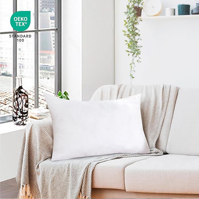 ROYALE LINENS 14 X 22 Pillow Insert - Down Alternative Throw Pillows Insert - Rectangle Pillow Pack of 1 White - Bed & Couch Pillows - Inner Cushion for Bed, Cushion for Living Room - Shams Stuffer
