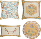 patdrea Design Yellow Linen Throw Pillow Covers Pack of 4, French Square Lumbar Round Pillowcase, Soft Durable Cushion Cases Pillowcase for Couch Bedroom Car Living Room 4 PCS