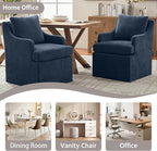 VKNOW Upholstered Dining Chairs, Modern Kitchen Chairs Dinner Chairs with 4 Casters, Linen Armchair for Bedroom Reading Room Living Room, Navy