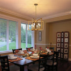 6-Light Gold Pendant Light, Modern Farmhouse Dining Room Light Fixtures Over Table, Industrial Metal Geometric Kitchen Chandelier for Entryway Hallway Foyer Bedroom