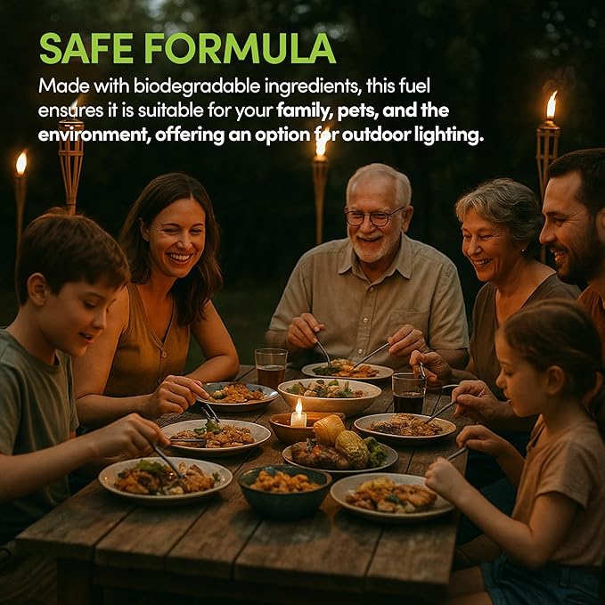 Smart Fuel Citronella Torch Fuel - Clean Burning, Biodegradable Formula with Extended Burn Time, Ideal for Oil Lamp, Tiki Torches for Outside Gatherings – 1 Quart, Pack of 1