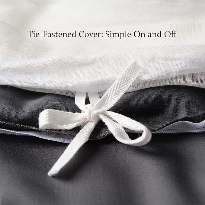 CUDDLE DREAMS Silk Filled Comforter for All Season, Detachable Tencel Duvet Cover for Easy Care, Naturally Breathable (Steel Gray, Queen)