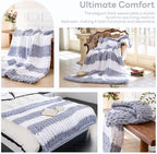 Chunky Knit Blanket - Luxury Soft Cozy 50 * 60 Throw Blanket,100% Woven Blanket Rope Knot Throw Blanket for Couch, Sofa, Home Decor, Gift - Machine Washable（White/Light Gray）