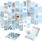Y2K BOO Baby Blue Wall Collage Kit - 50 Aesthetic Light Blue Posters for Teen Girl Room Decor, 4"x6" Minimalist Prints for Dorms, Bedrooms & College Apartment Wall Art