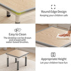 Kids Table and Chairs, Height Adjustable Childrens Table and Chair Set, Kids Tables for Age 2-8, Graffiti Desktop, Table for Kids with 2 Seats, Small Kids Table, Max 300lbs, Grey