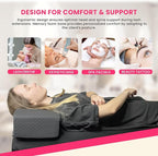 Pillow for Eyelash Extensions - Curved Memory Foam Lash Bed Pillow with Neck and Back Support, Perfect Pillow for Eyelash Extensions, Two Pockets for Tools On The Sides of Pillow (Gray)