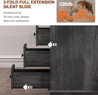 HIFYOBRO Narrow End Table Set of 2, 3 Drawers and Charging Station, Type-C & USB Port & Power outlets, Wooden End Table, Side Table with Storage for Living Room, Bedroom Nightstands