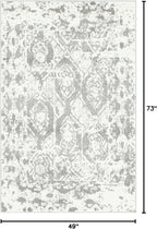 Unique Loom Rosso Collection Vintage, Geometric, Bohemian, Traditional, Distressed, Southwestern Area Rug, Rectangular 4' 0" x 6' 0", Light Gray/Ivory