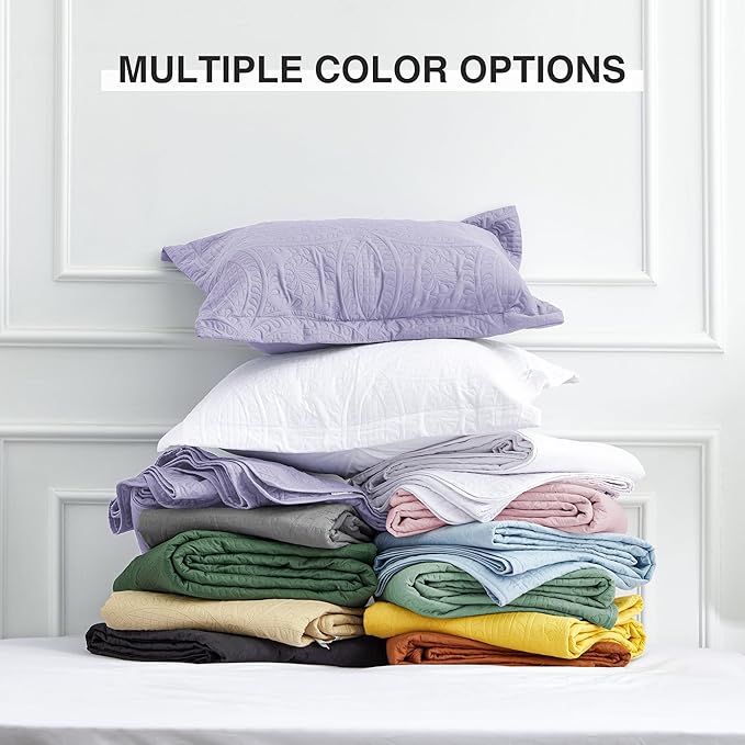 Love's cabin King Size Quilt Bedding Set Lavender Bedspreads - Bed Lightweight Bedspread Comforter - Coin Pattern Bedding Coverlet for All Season - 3 Pieces (1 Quilt, 2 Pillow Shams)