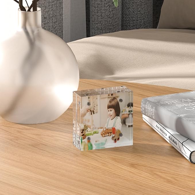 Acrylic Picture Frames 2x2, 2x2 Picture Frame Mini for 2x2 Pictures, Clear Ticket Display Frame Small Tips Holder