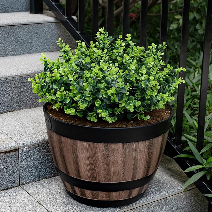 10 Bundles Artificial Plants for Outdoor Fake Plants for Spring Decoration,10 Bundles Faux Eucalyptus Plants for Planter UV Resistant Lifelike for Home Porch Garden（Green）